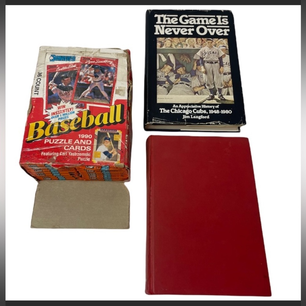Donruss 1990 Baseball Puzzle & Cards and Vintage Book Bundle